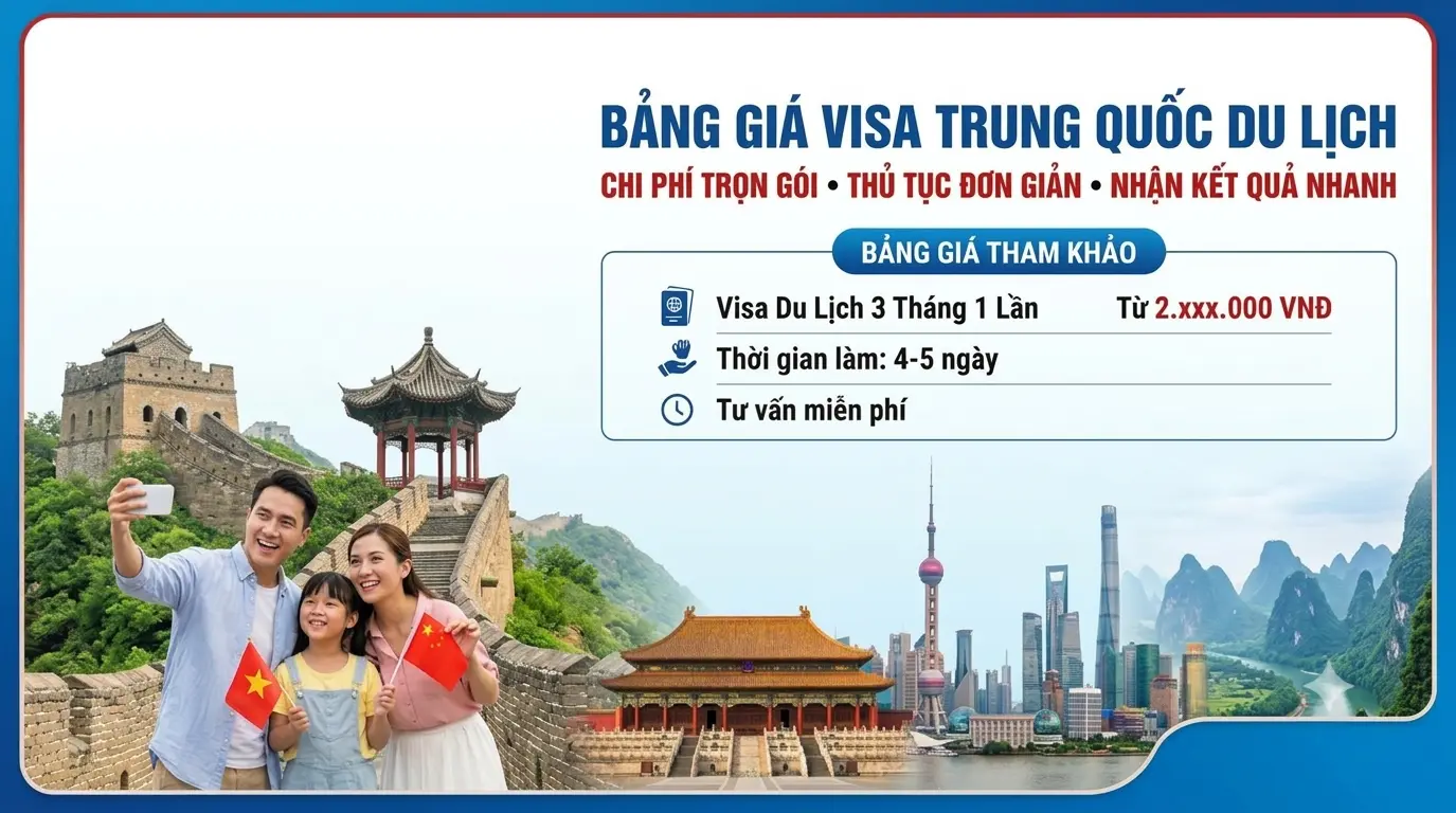 Bảng giá visa du lịch Trung Quốc